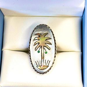 Vintage Taxco Sterling Abalone Inlay Ring